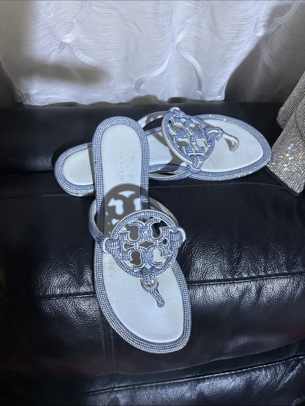 Tory Burch MILLER PAVÉ KNOTTED SANDAL- crystal Baby blue 💎Ju Ju Ice - Picture 3 of 12
